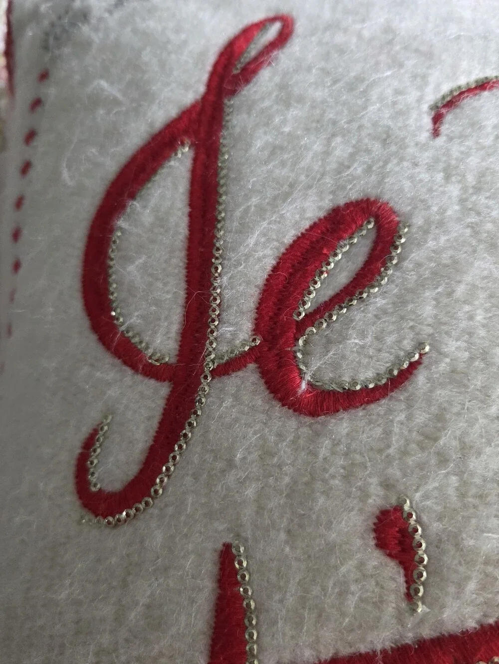 Je T'aime Embroidered Accent Pillow - White and Red Anthropologie
